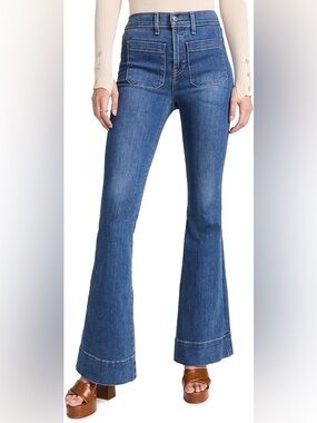Veronica Beard‎ Sheridan Bell Bottoms High-Rise Blue Flare Jeans Denim